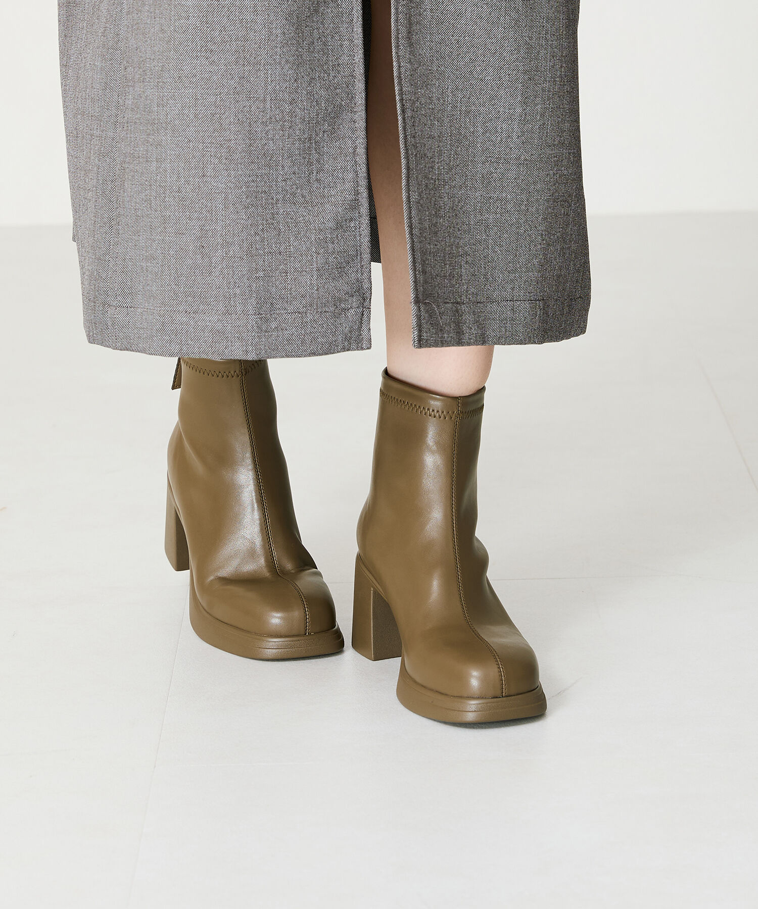 ORiental TRaffic「●2024秋冬新作●オブリークトゥバックジップブーツ/41420」|ショートブーツ|