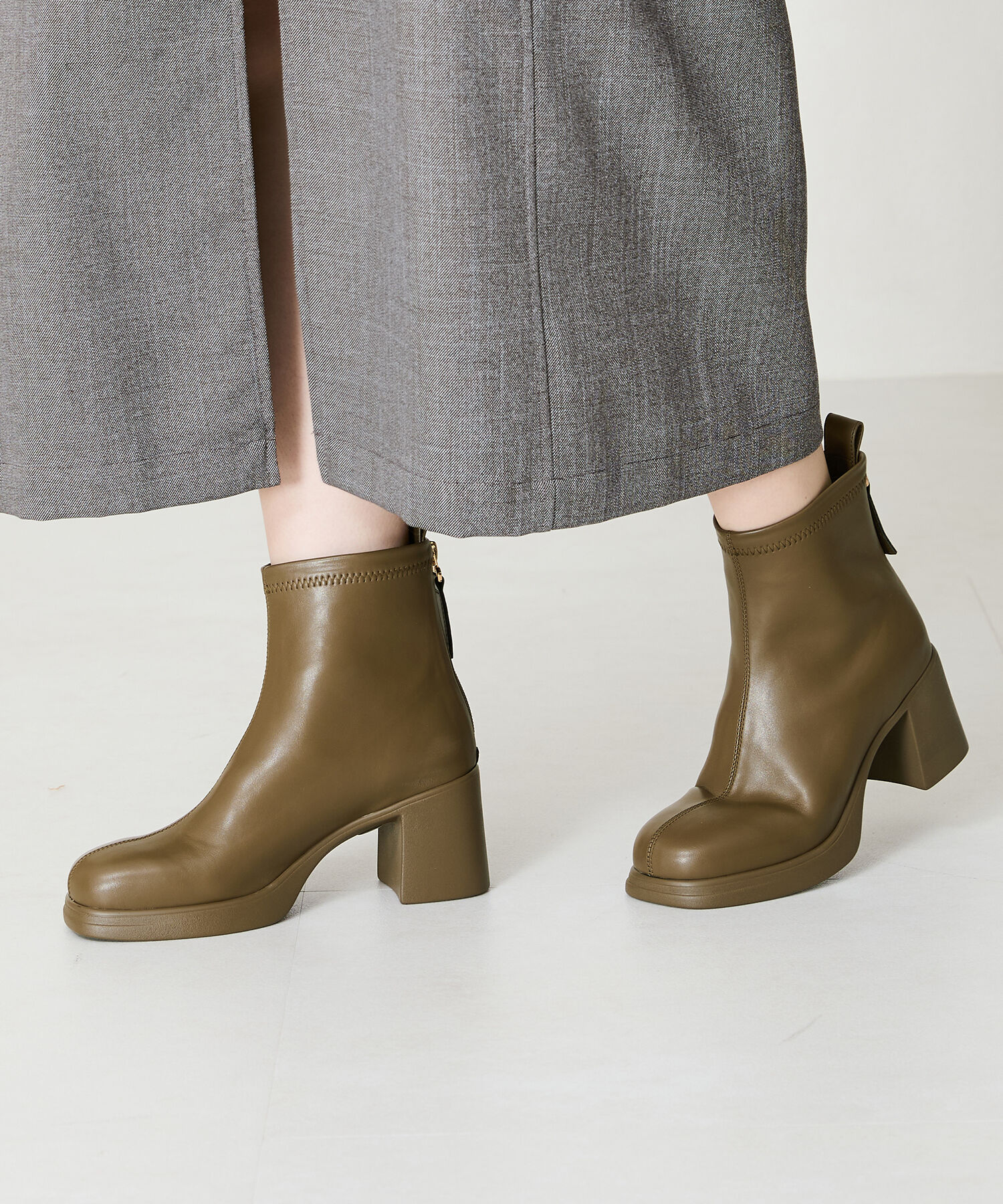 ORiental TRaffic「●2024秋冬新作●オブリークトゥバックジップブーツ/41420」|ショートブーツ|