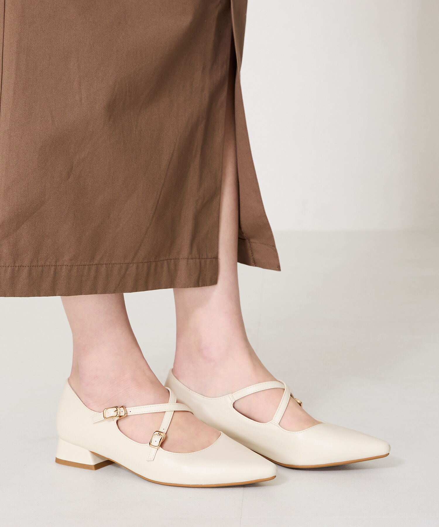 ORiental TRaffic「クロスストラップポインテッドトゥパンプス/51116　フラット トレンド 人気」|パンプス|