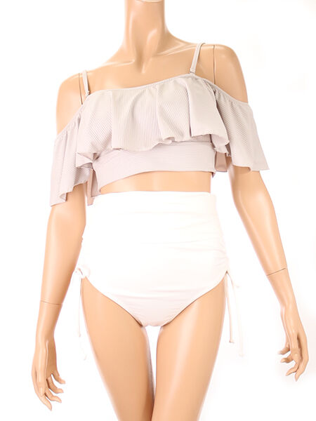 PEAK&PINE「無地オフショルダーワンピ見えビキニ」|ビキニ|