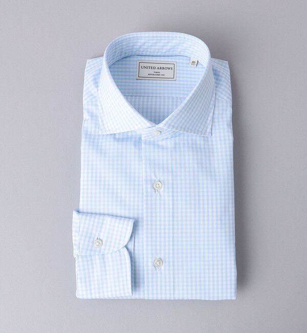 UNITED ARROWS「ALUMO/チェック ワイドカラー シャツ」|シャツ・ブラウス|LT.BLUE