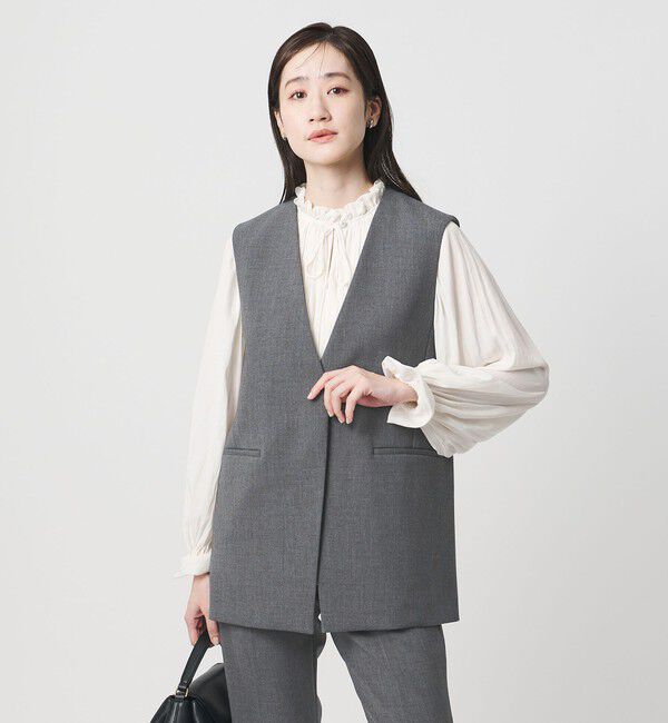 UNITED ARROWS「ダブルクロス ミドルベスト ‐ストレッチ ウォッシャブル‐」|ベスト・ジレ|