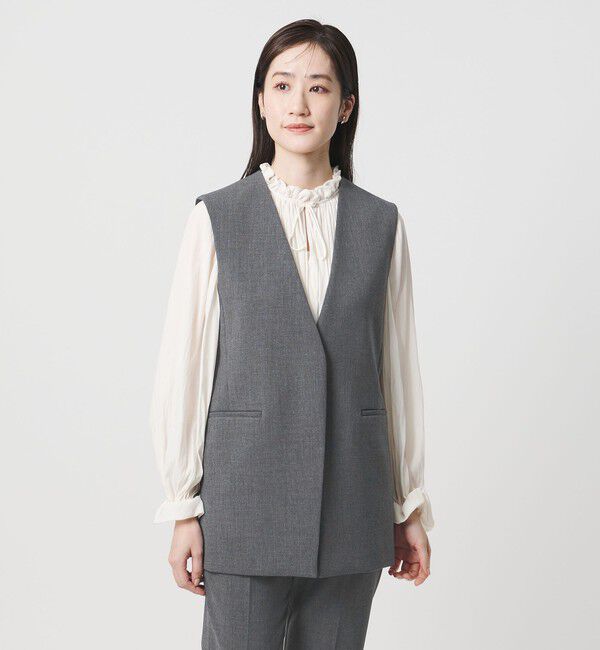 UNITED ARROWS「ダブルクロス ミドルベスト ‐ストレッチ ウォッシャブル‐」|ベスト・ジレ|