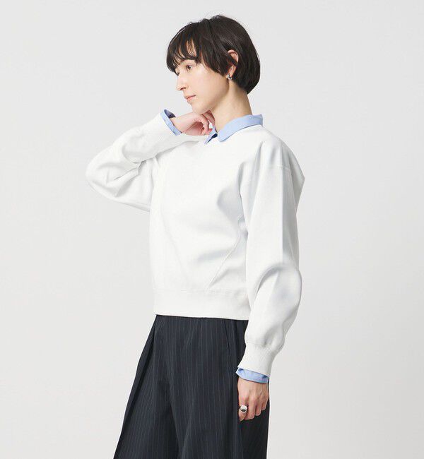 UNITED ARROWS「スウェットライク クルーネックニット ‐ウォッシャブル‐」|ニット・セーター|WHITE