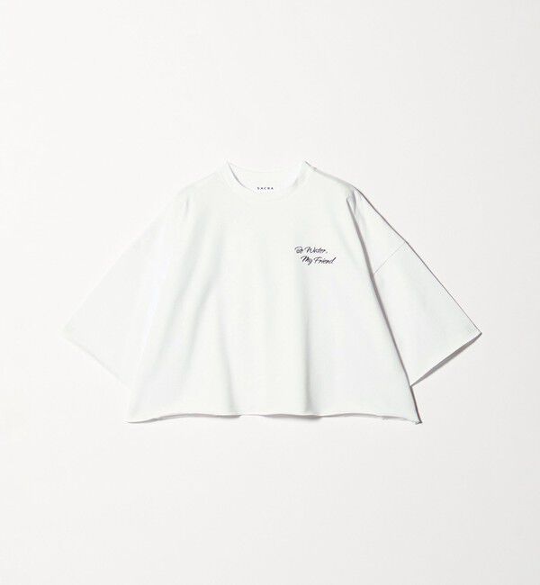 UNITED ARROWS「＜SACRA＞ハーフスリーブ クロップド メッセージ Tシャツ」|Tシャツ・カットソー|WHITE