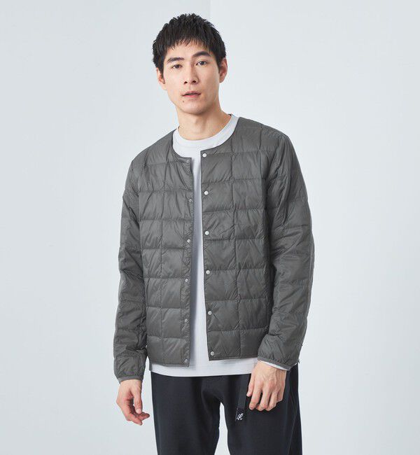 UNITED ARROWS green label relaxing「＜TAION＞ベーシック クルーネック ボタン インナー ダウンジャケット」|ダウン|DK.GRAY