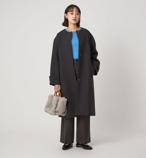 size SHORTあり］SENTDALE WOOL セントデールウール ノーカラー コート