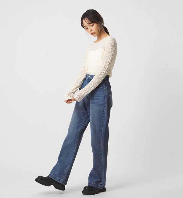 EMMEL REFINES「＜EMMEL REFINES＞EM ハイウエスト ルーズ フレアデニム パンツ」|チノ|