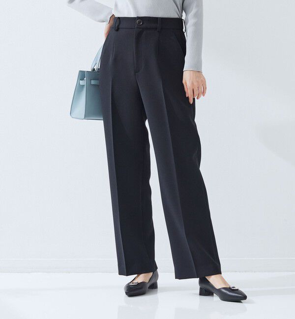 UNITED ARROWS green label relaxing「［size SHORT/TALLあり］Daily Chic セミフレア パンツ」|スラックス|BLACK