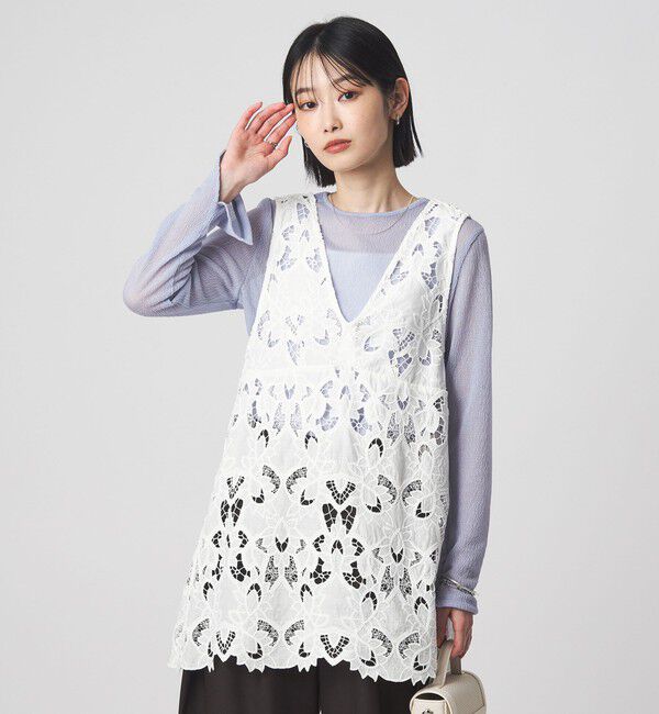 UNITED ARROWS green label relaxing「レース ノースリーブ ブラウス」|シャツ・ブラウス|WHITE