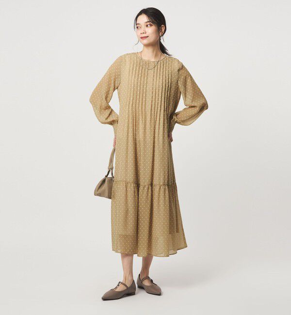 UNITED ARROWS green label relaxing「ドット シアー ティアード ワンピース」|ドレス|