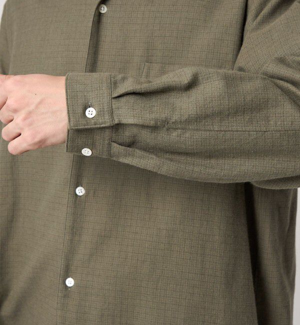 Steven Alan＞ ネル マイクロチェック オープンカラー シャツ BOX