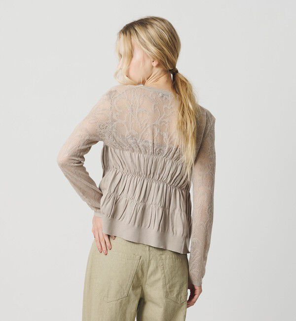 ATTISESSION「＜ATTISESSION＞レース ジャガード カーディガン」|カーディガン|BEIGE