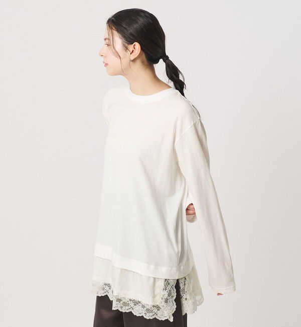 BEAUTY&YOUTH UNITED ARROWS「レースドッキング　ロングスリーブTシャツ」|Tシャツ・カットソー|
