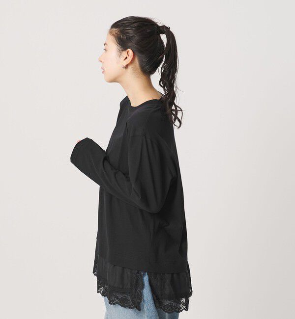 BEAUTY&YOUTH UNITED ARROWS「レースドッキング　ロングスリーブTシャツ」|Tシャツ・カットソー|