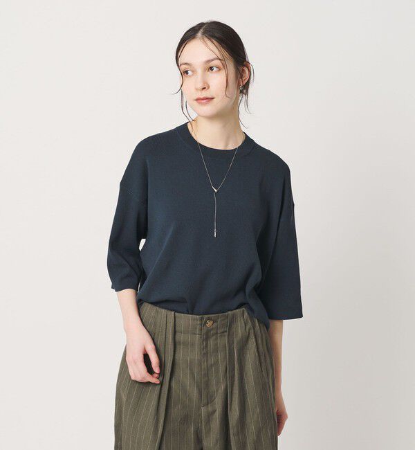 BEAUTY&YOUTH UNITED ARROWS「ハーフスリーブ ニットプルオーバー ウォッシャブル」|ニット・セーター|