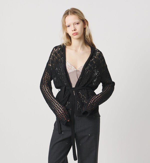 ATTISESSION「＜ATTISESSION＞フーディー ニット カーディガン」|カーディガン|BLACK