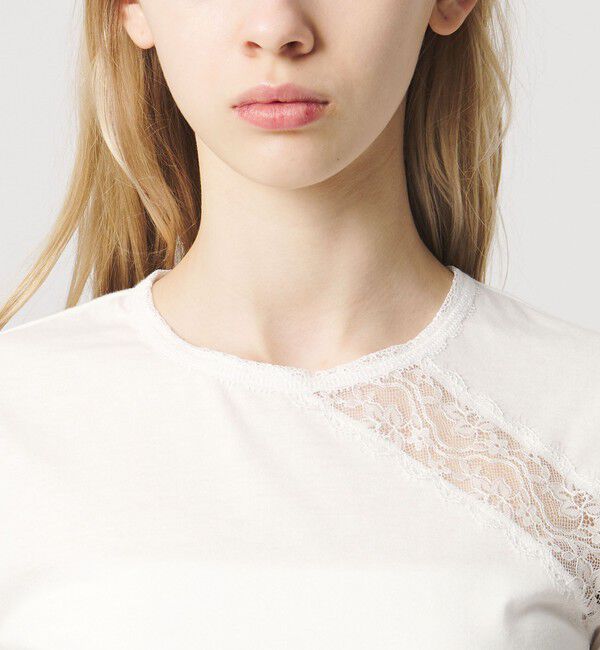 ATTISESSION「＜ATTISESSION＞レース ドッキング Tシャツ」|Tシャツ・カットソー|