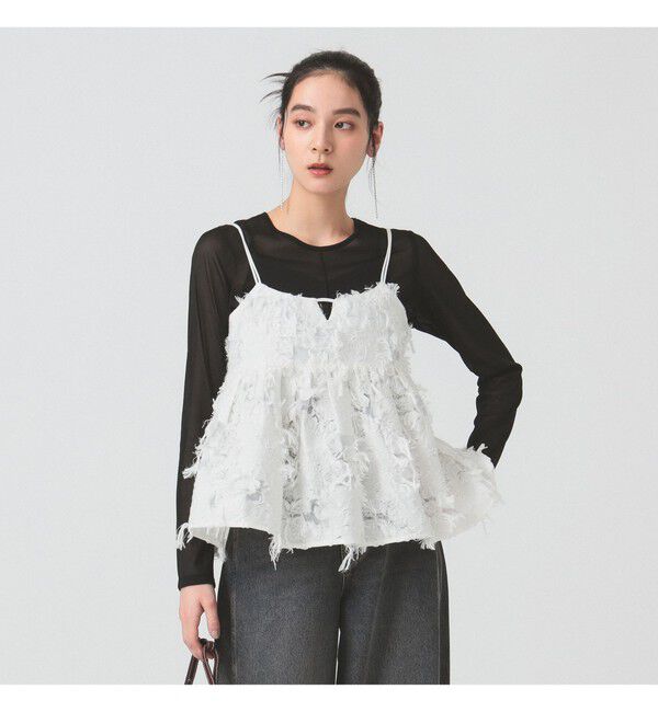 Ray BEAMS 「フリンジ ジャカード キャミソール」|キャミソール|WHITE