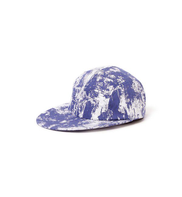 BEAMS PLUS「5PNL Long bill Cap Herringbone on Paint Print」|その他|BLUE