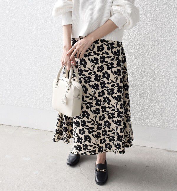 SHIPS for women「*〈手洗い可能〉ドット / 花柄 切替 セミフレア スカート ◇」|スカート|