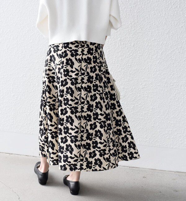 SHIPS for women「*〈手洗い可能〉ドット / 花柄 切替 セミフレア スカート ◇」|スカート|