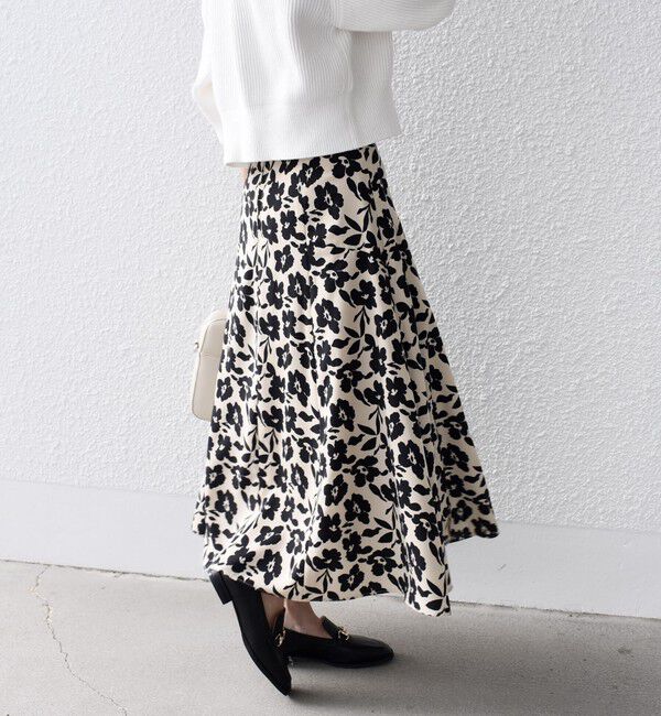 SHIPS for women「*〈手洗い可能〉ドット / 花柄 切替 セミフレア スカート ◇」|スカート|