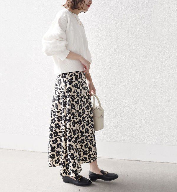 SHIPS for women「*〈手洗い可能〉ドット / 花柄 切替 セミフレア スカート ◇」|スカート|