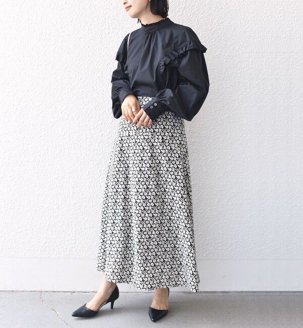 SHIPS for women「*〈手洗い可能〉ドット / 花柄 切替 セミフレア スカート ◇」|スカート|