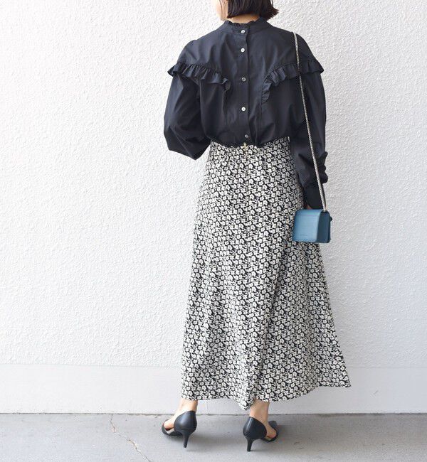 SHIPS for women「*〈手洗い可能〉ドット / 花柄 切替 セミフレア スカート ◇」|スカート|