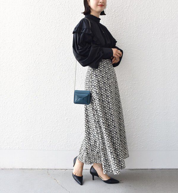 SHIPS for women「*〈手洗い可能〉ドット / 花柄 切替 セミフレア スカート ◇」|スカート|