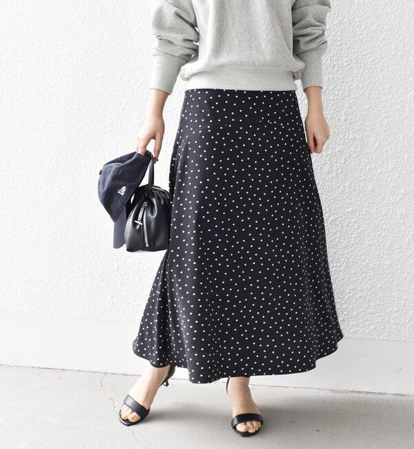 SHIPS for women「*〈手洗い可能〉ドット / 花柄 切替 セミフレア スカート ◇」|スカート|