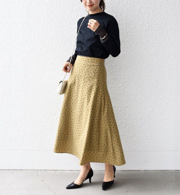 SHIPS for women「*〈手洗い可能〉ドット / 花柄 切替 セミフレア スカート ◇」|スカート|