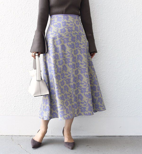 SHIPS for women「*〈手洗い可能〉ドット / 花柄 切替 セミフレア スカート ◇」|スカート|