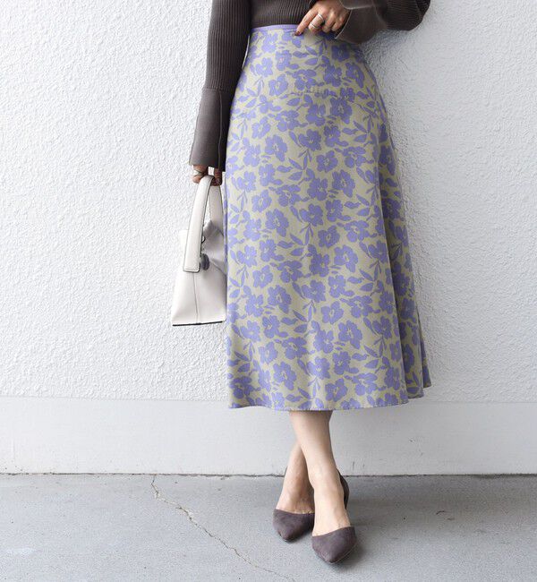 SHIPS for women「*〈手洗い可能〉ドット / 花柄 切替 セミフレア スカート ◇」|スカート|