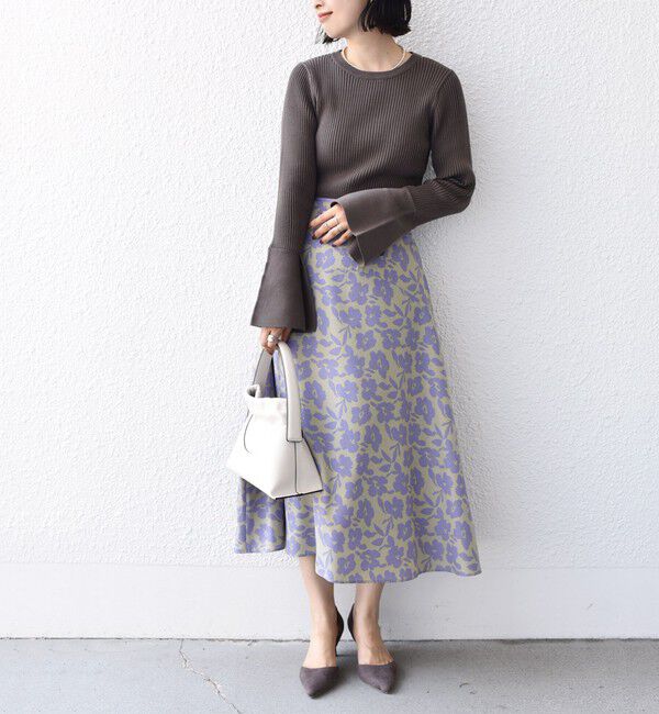 SHIPS for women「*〈手洗い可能〉ドット / 花柄 切替 セミフレア スカート ◇」|スカート|