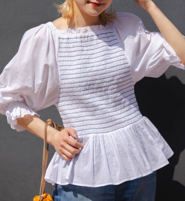 SHIPS any「SHIPS any: カラー シャーリング ボリューム スリーブ ブラウス」|シャツ・ブラウス|