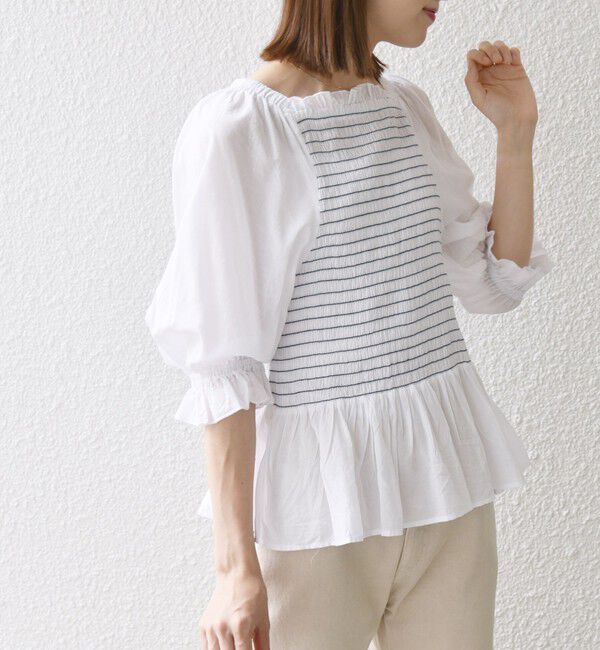 SHIPS any「SHIPS any: カラー シャーリング ボリューム スリーブ ブラウス」|シャツ・ブラウス|