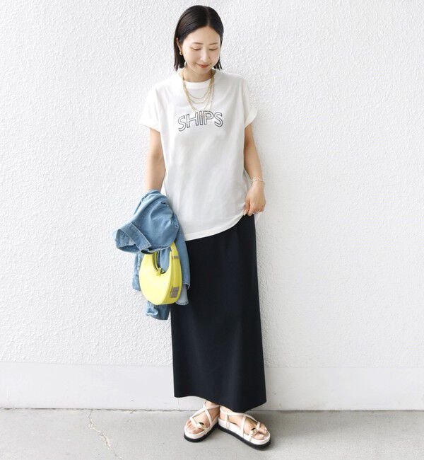 SHIPS for women「《一部追加予約》【WEB限定】 SHIPS ラウンド プリント ロゴ TEE」|Tシャツ・カットソー|