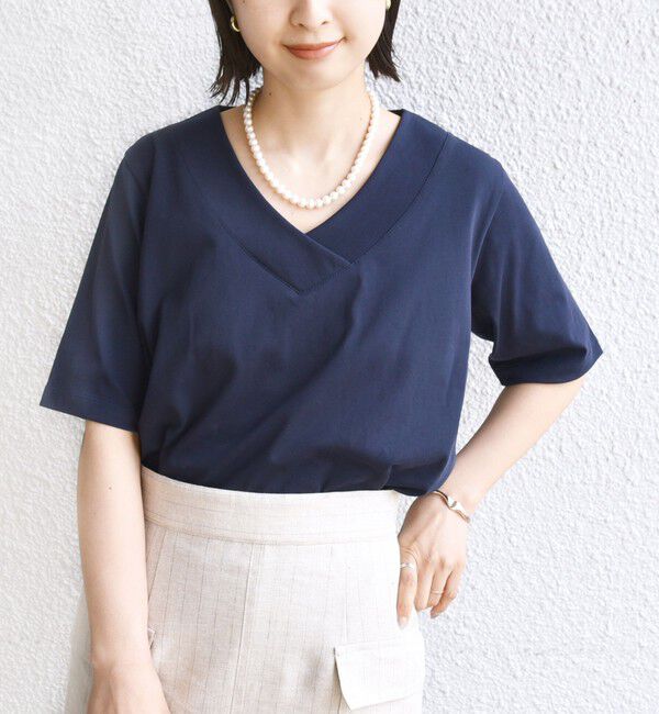 SHIPS for women「【WEB限定】〈ネックが選べる2サイズ展開〉オーガニックコットン バリエーションネック TEE」|Tシャツ・カットソー|