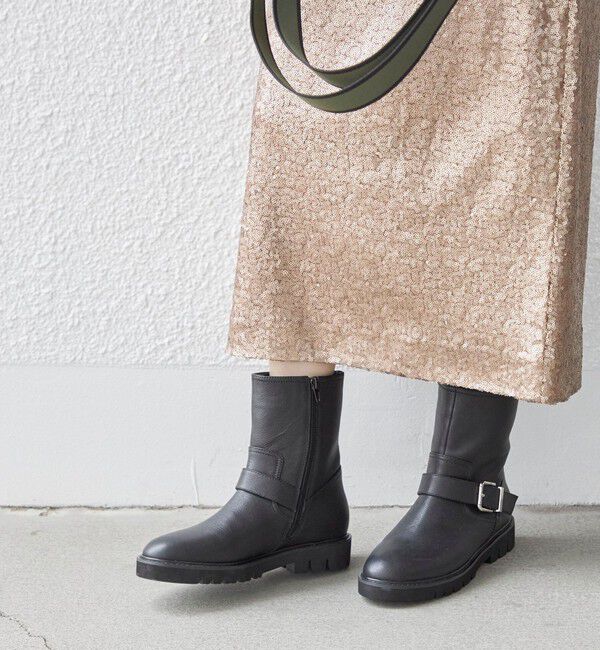 SHIPS for women「レザー エンジニア ブーツ ◇」|ショートブーツ|ブラック
