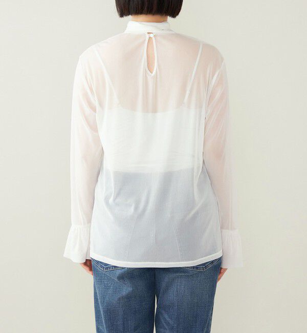 quaranciel「quaranciel:〈洗濯機可能〉チュール シアー ボウタイ プルオーバー」|Tシャツ・カットソー|