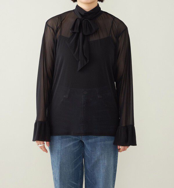 quaranciel「quaranciel:〈洗濯機可能〉チュール シアー ボウタイ プルオーバー」|Tシャツ・カットソー|