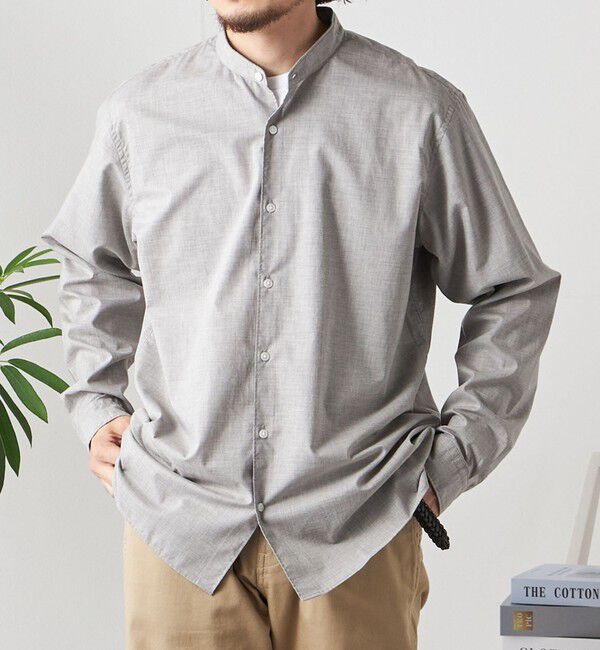 SHIPS any「SHIPS any: ストライプ / ソリッド リラックス バンドカラー シャツ 25AW◇」|シャツ・ブラウス|グレー