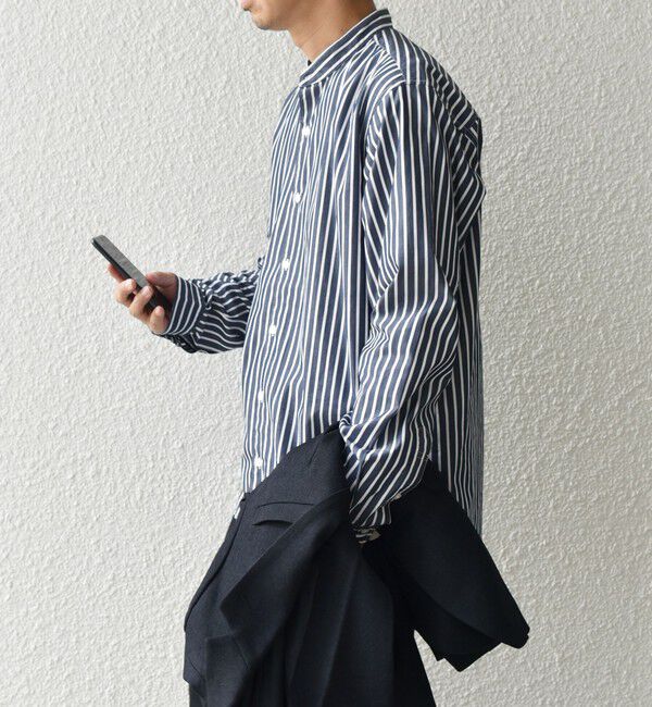 SHIPS any「SHIPS any: ストライプ / ソリッド リラックス バンドカラー シャツ 25AW◇」|シャツ・ブラウス|