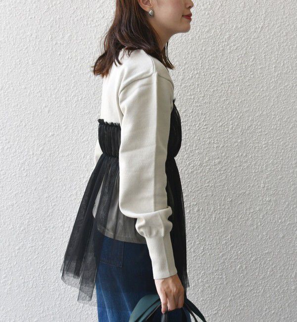 SHIPS for women「* 〈手洗い可能〉チュール ドッキング ニット ◇」|ニット・セーター|