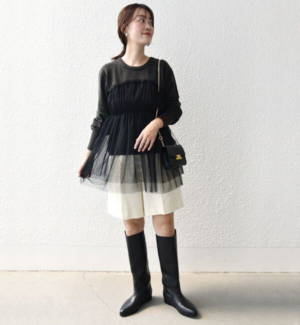 SHIPS for women「* 〈手洗い可能〉チュール ドッキング ニット ◇」|ニット・セーター|