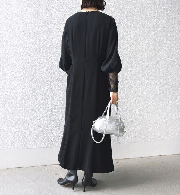 SHIPS for women「【SHIPS別注】kaene:ブラック フォーマル レース スリーブ ワンピース（セレモニー対応可）」|ワンピース|