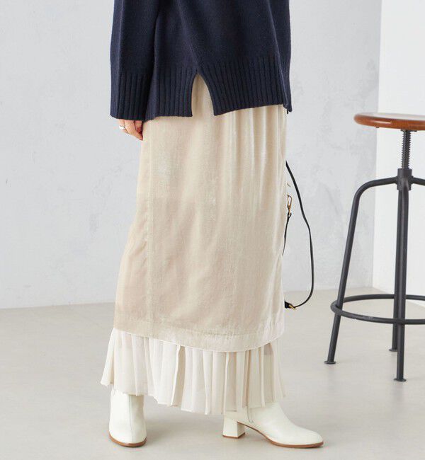 SHIPS for women「プリーツ コンビ クラッシュ スカート ◇」|スカート|