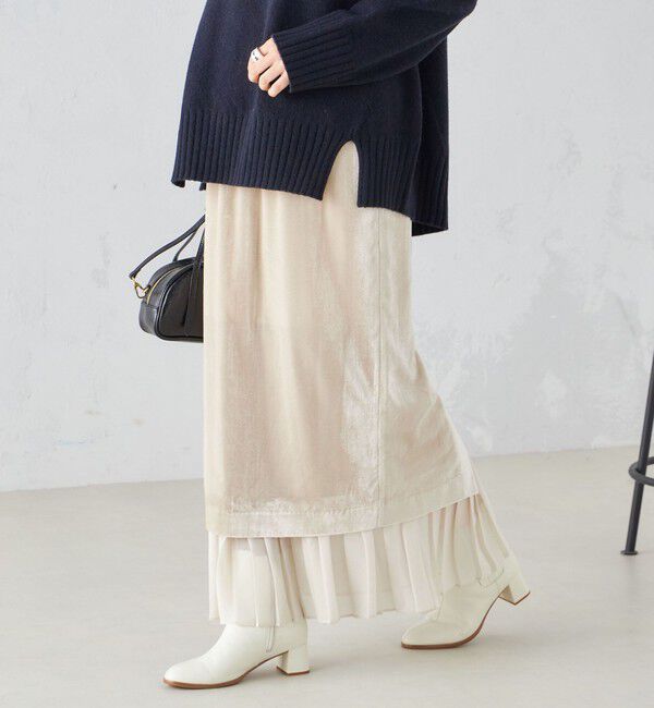 SHIPS for women「プリーツ コンビ クラッシュ スカート ◇」|スカート|